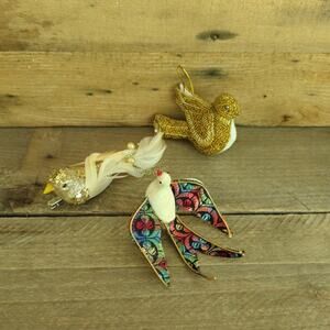 Vintage Variety of Beaded and Sequined Bird Ornaments Set of Three